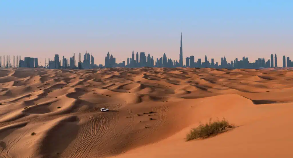 Top Thrilling Experiences You Can Enjoy on a Dune Buggy Dubai Tour 5 dubai skyline from the desert adobe stock 4444
