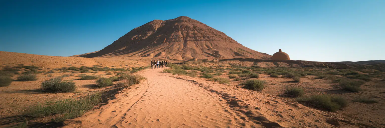 Experiencing Sunrise and Sunset at Jebel Hafit 4 Hiking trail in Jebel Hafit Desert Park.