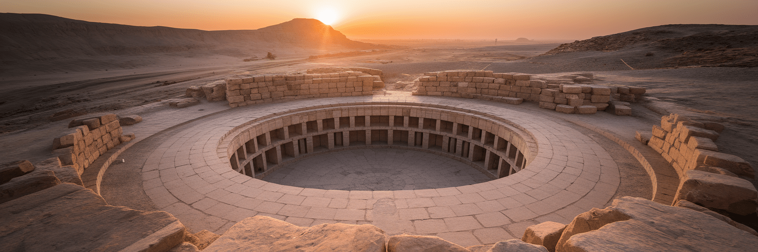 Hili Grand Tomb at sunset.