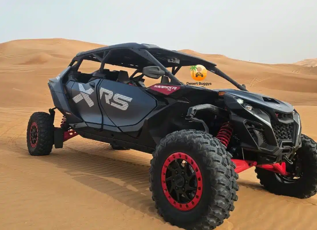 Black off-road vehicle in desert, best dune buggy dubai can am