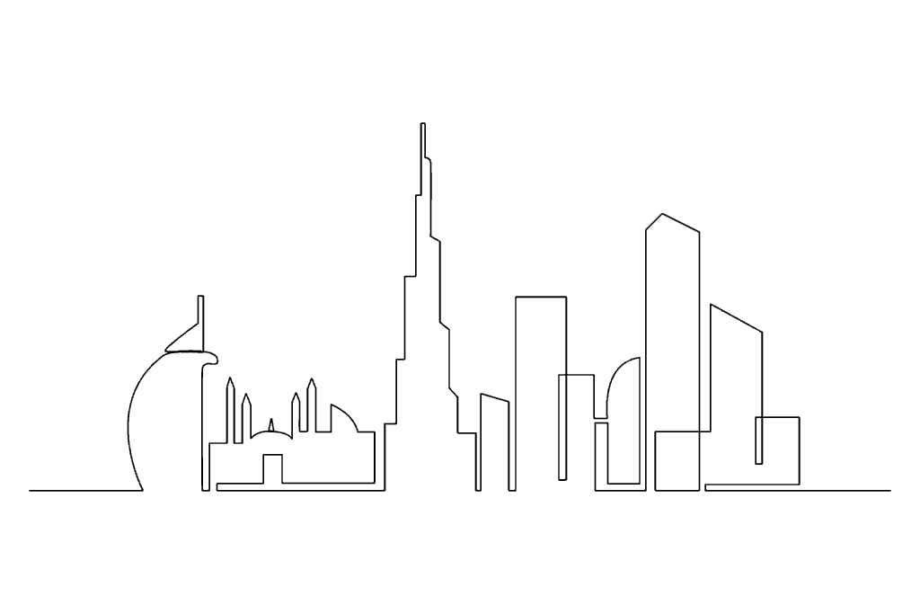 Silhouette of Dubai city skyline