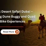 Night Desert Safari Dubai – Evening Dune Buggy and Quad Bike Experiences 6 Camel riders crossing a sandy desert trail at sunset